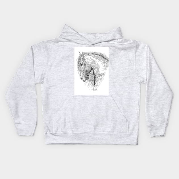 Horse Head Kids Hoodie by Caildis Arts